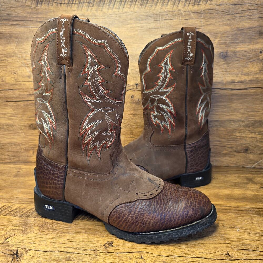 Tony Lama TLX XT5000 Pebbled Leather oil resistent brown work boots sz 10EE Wide